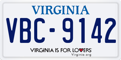 VA license plate VBC9142