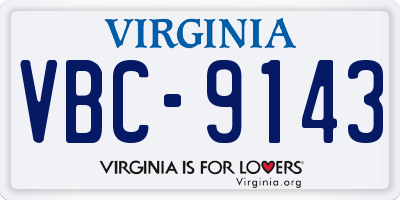 VA license plate VBC9143