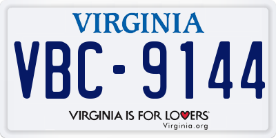 VA license plate VBC9144