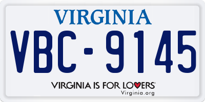 VA license plate VBC9145
