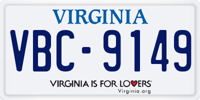 VA license plate VBC9149