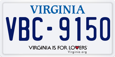 VA license plate VBC9150