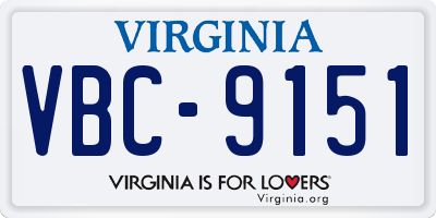 VA license plate VBC9151