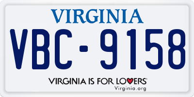 VA license plate VBC9158