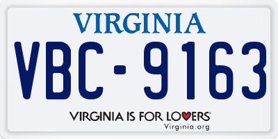 VA license plate VBC9163