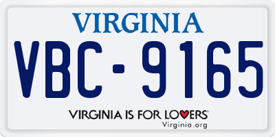 VA license plate VBC9165