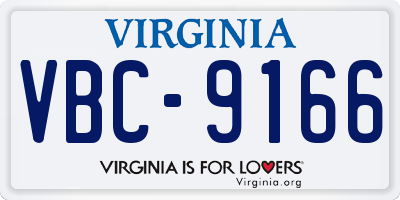 VA license plate VBC9166