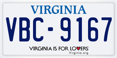 VA license plate VBC9167