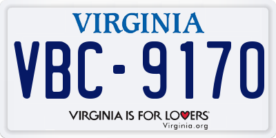 VA license plate VBC9170
