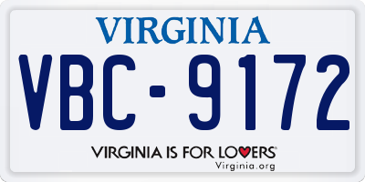 VA license plate VBC9172