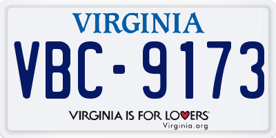 VA license plate VBC9173