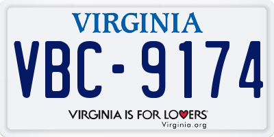 VA license plate VBC9174