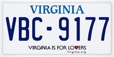 VA license plate VBC9177