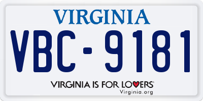 VA license plate VBC9181