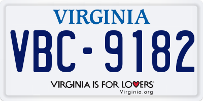 VA license plate VBC9182
