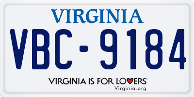 VA license plate VBC9184