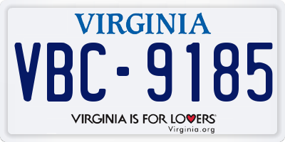 VA license plate VBC9185