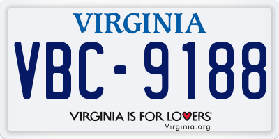 VA license plate VBC9188