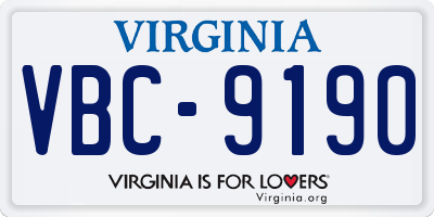 VA license plate VBC9190