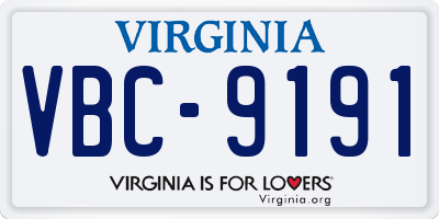 VA license plate VBC9191