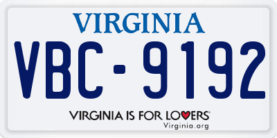 VA license plate VBC9192