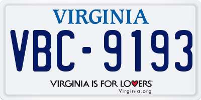 VA license plate VBC9193