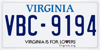 VA license plate VBC9194