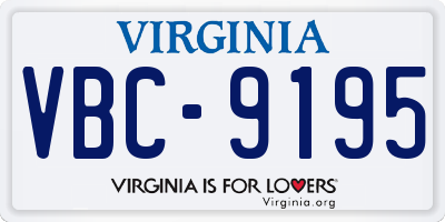 VA license plate VBC9195