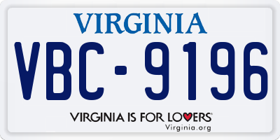 VA license plate VBC9196