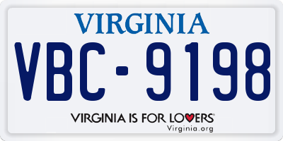 VA license plate VBC9198