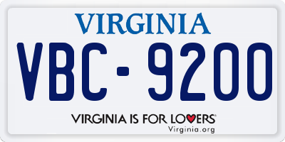 VA license plate VBC9200