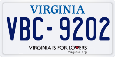 VA license plate VBC9202