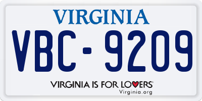 VA license plate VBC9209