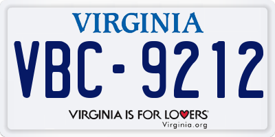 VA license plate VBC9212