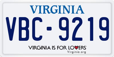 VA license plate VBC9219