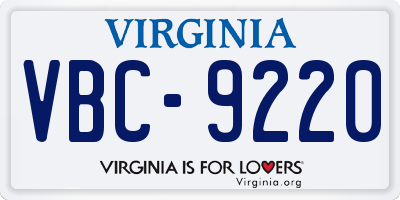 VA license plate VBC9220