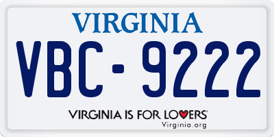 VA license plate VBC9222
