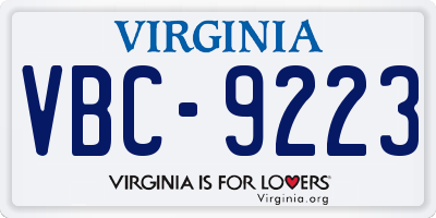 VA license plate VBC9223