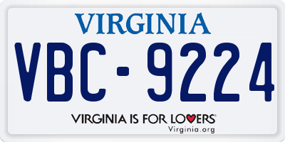 VA license plate VBC9224