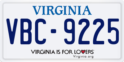 VA license plate VBC9225