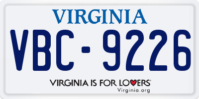 VA license plate VBC9226