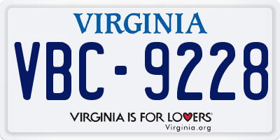 VA license plate VBC9228