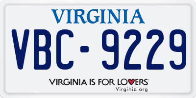 VA license plate VBC9229