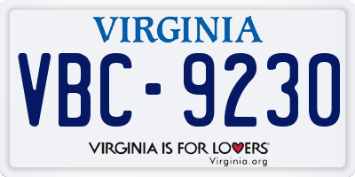 VA license plate VBC9230