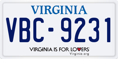 VA license plate VBC9231