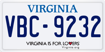 VA license plate VBC9232