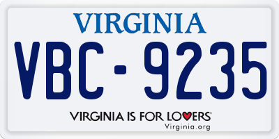 VA license plate VBC9235