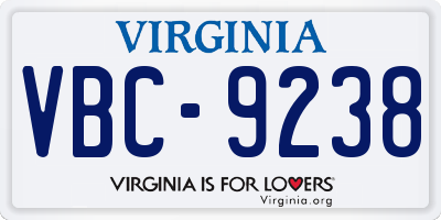 VA license plate VBC9238