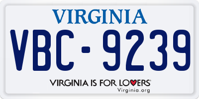 VA license plate VBC9239