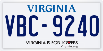 VA license plate VBC9240
